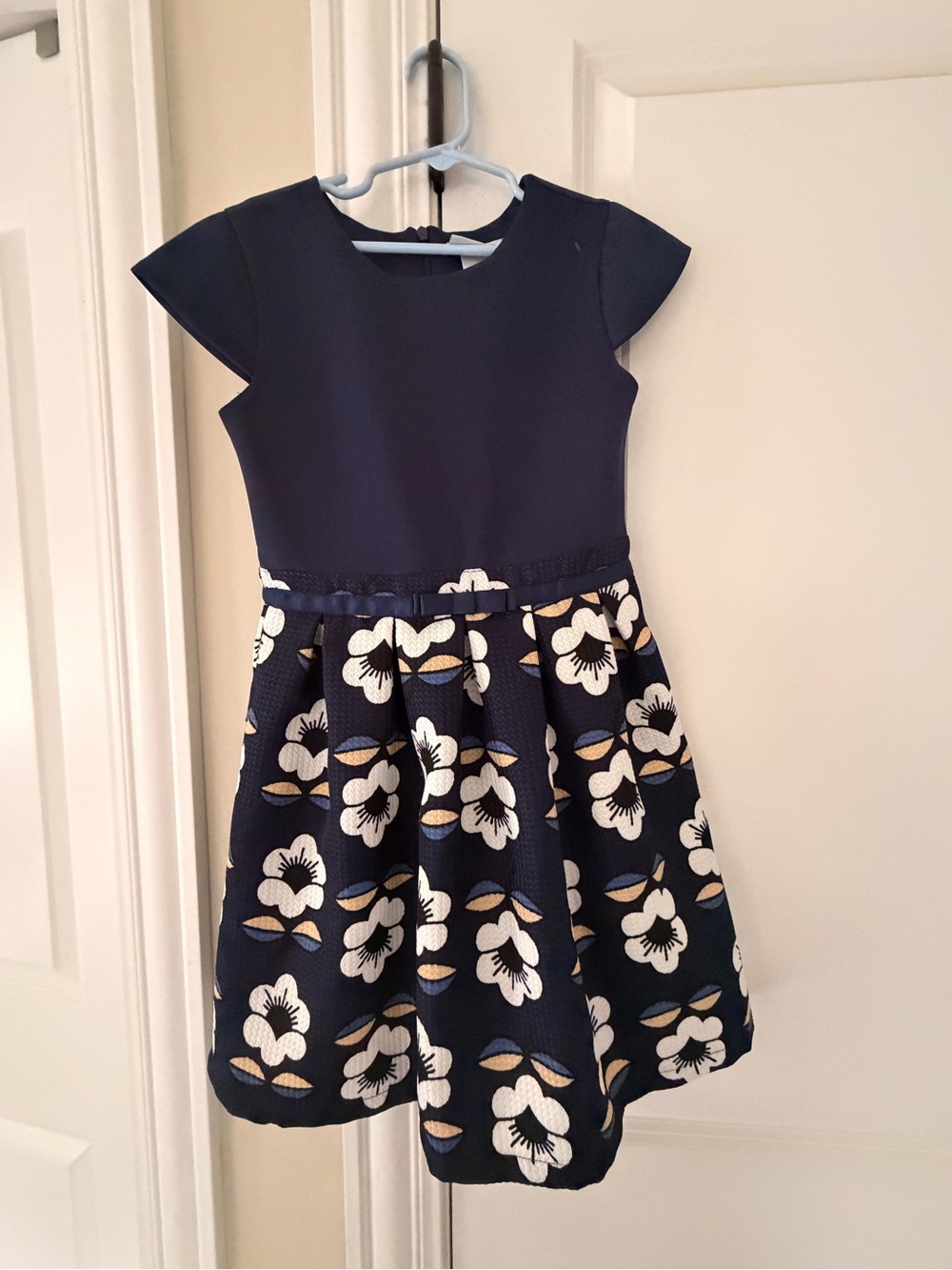 Girls Navy Floral Fit-and-Flare Dress
